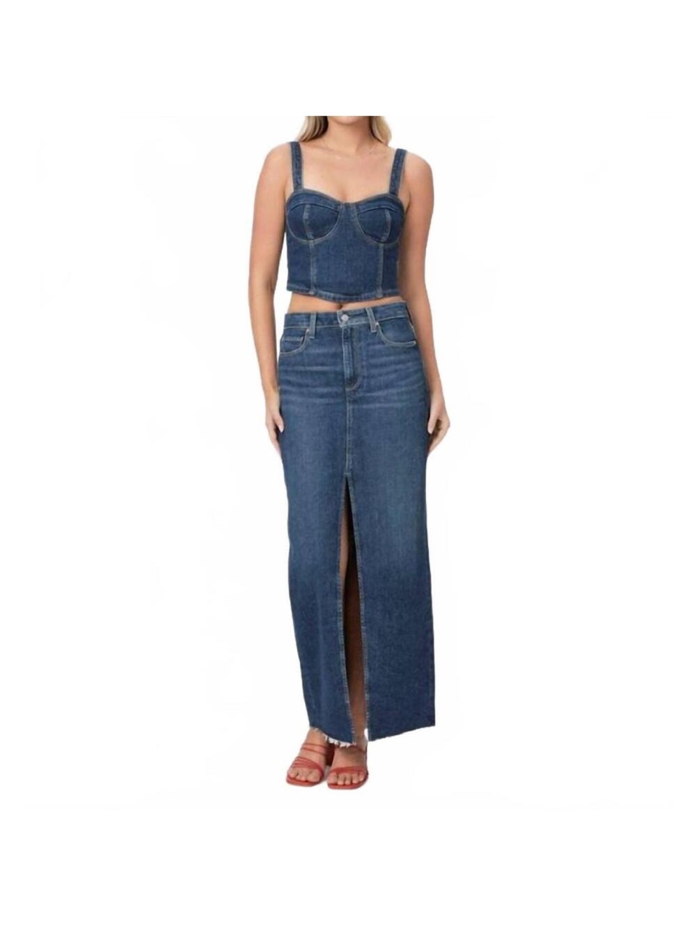 PAIGE Angela sketchbook denim maxi skirt
